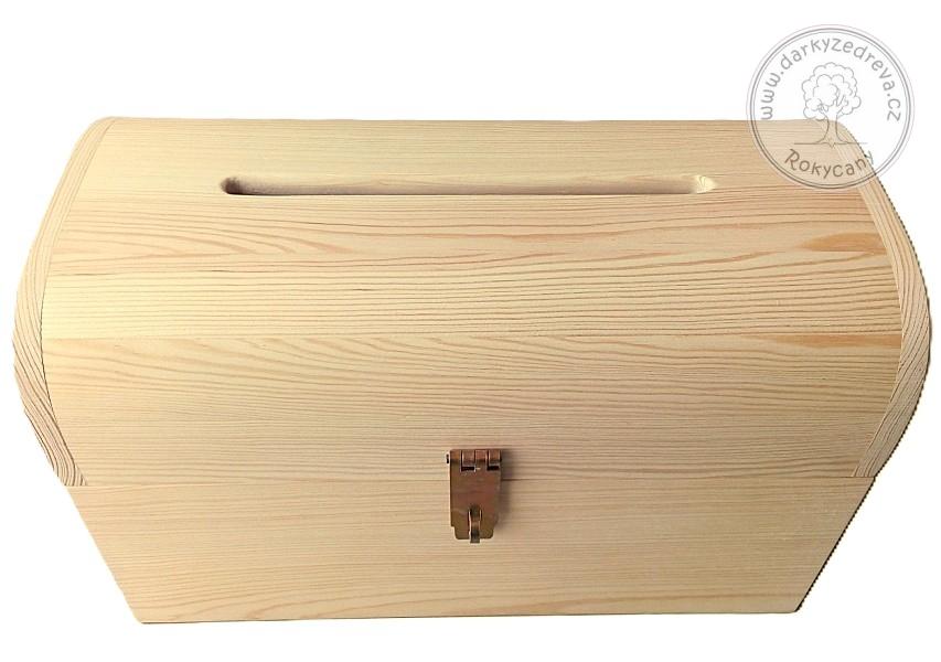 Svatební dřevěná Truhla 40 x 25 x 21 cm s otvorem ve víku přírodní