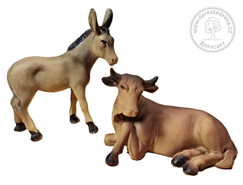 Oslík a vůl - sada 2 figurek do betlému 6,5 cm Polyresin