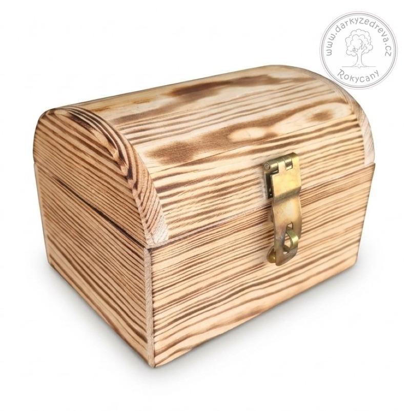 Truhlička dřevěná Pokladnička hladká 20 x 16 x 14,5 cm bez otvoru na mince opalovaná