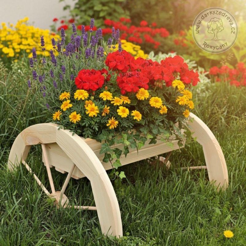 Dřevěný truhlík s půl koly na bocích 52 x 52 x 28 cm typ 40 přírodní