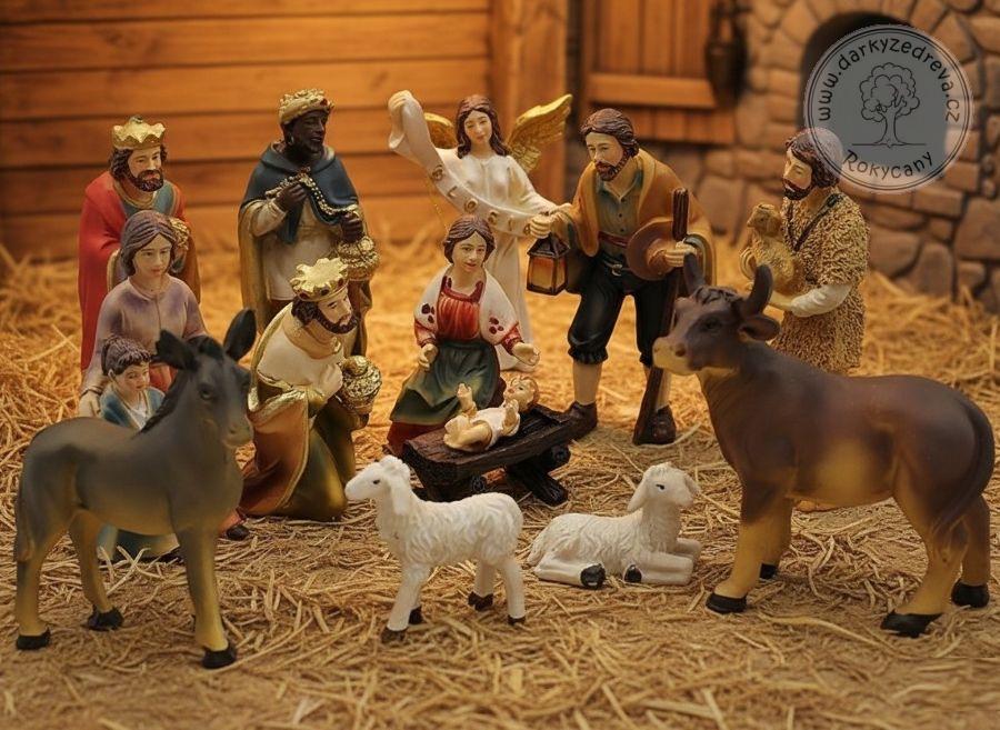 Figurky do betlému sada 14 dílů 10 cm Polyresin Lidový styl