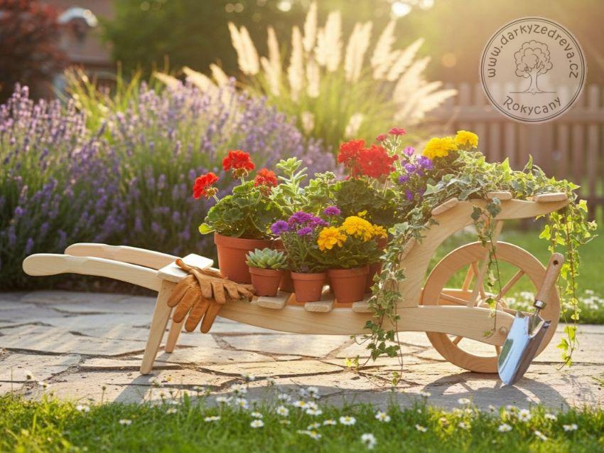 Trakař dřevěný velký 90 x 30 x 34 cm typ 90 přírodní