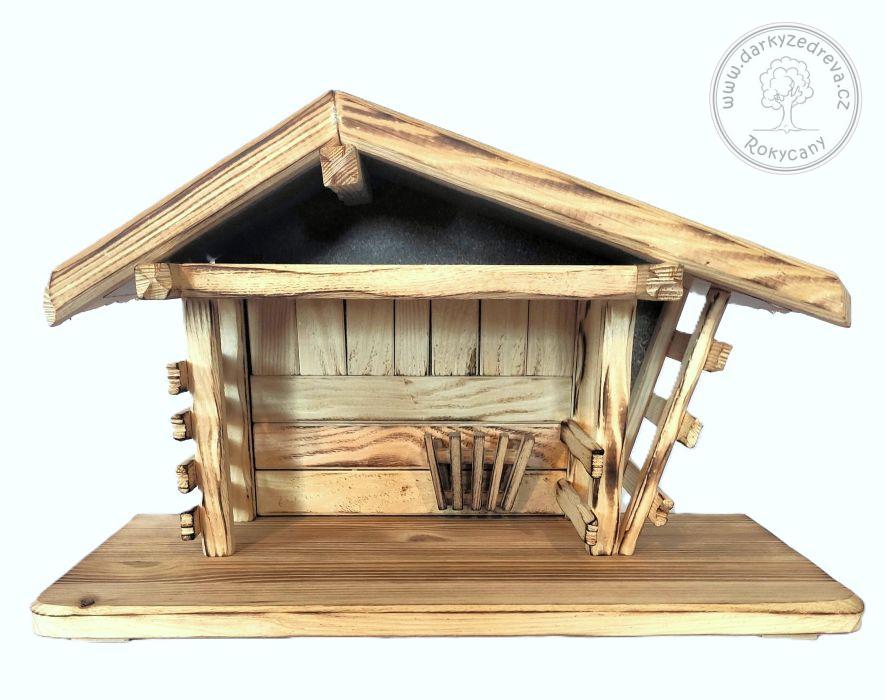 Dřevěný Betlém - Salaš 40 x 20 x 23 cm opalovaný povrch