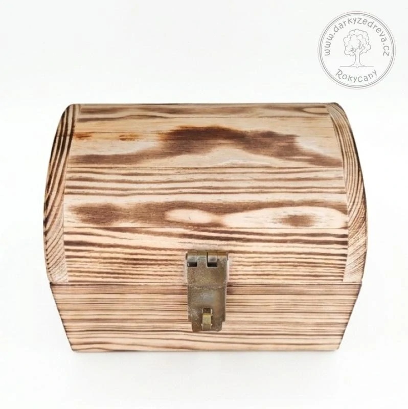 Truhlička dřevěná Pokladnička hladká 20 x 16 x 14,5 cm bez otvoru na mince opalovaná