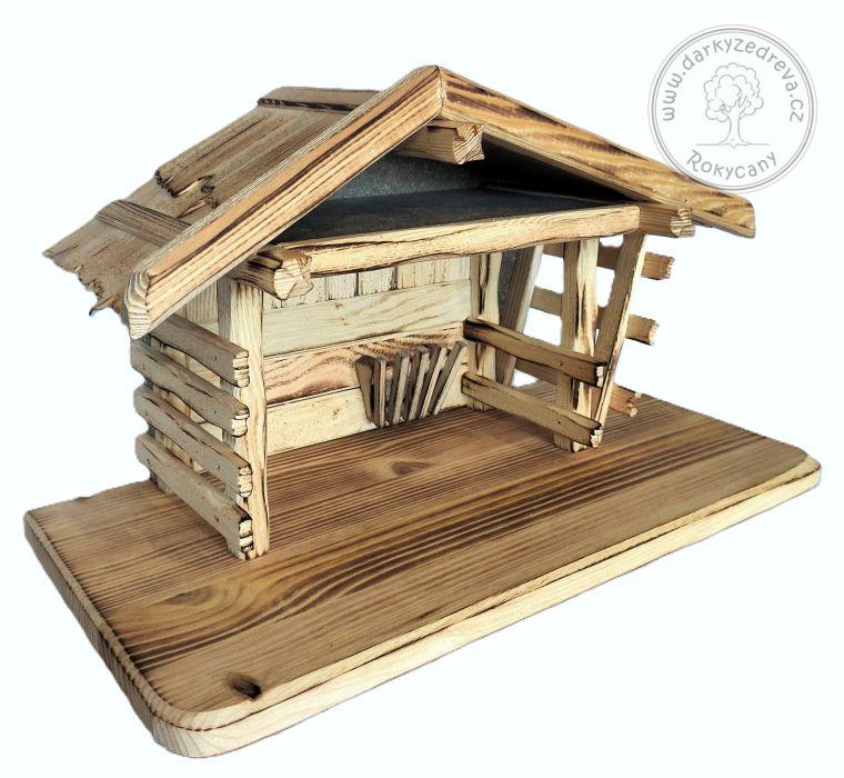 Dřevěný Betlém - Salaš 40 x 20 x 23 cm opalovaný povrch