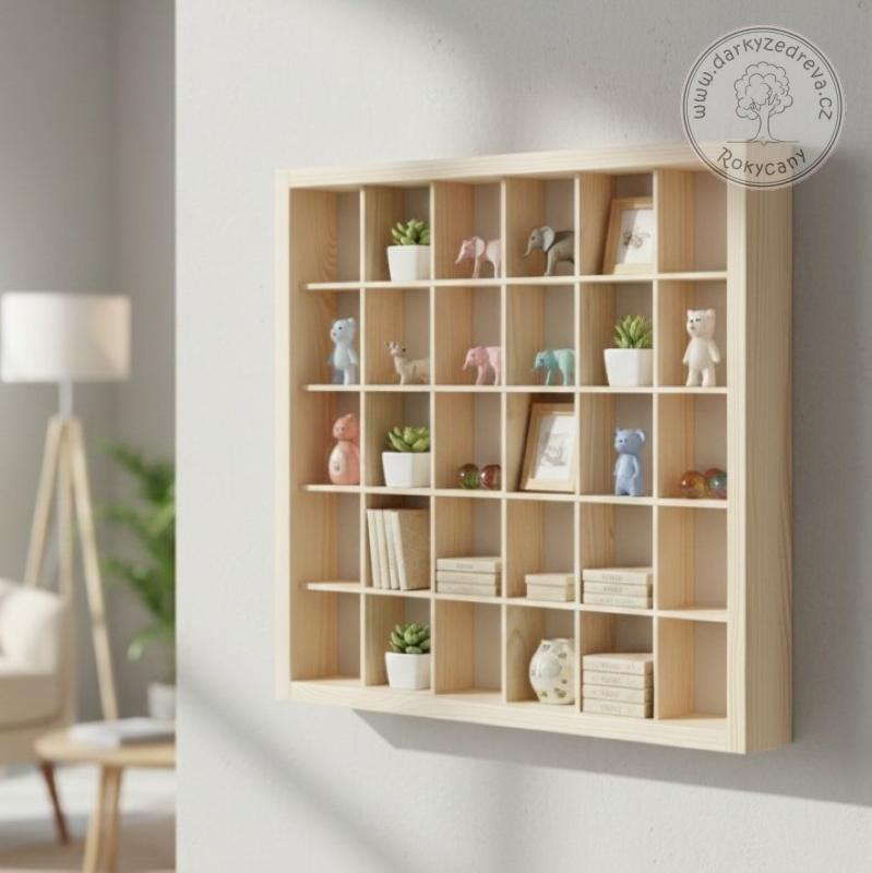 Organizér pro sběratele dřevěný 39 x 39 x 5 cm přírodní