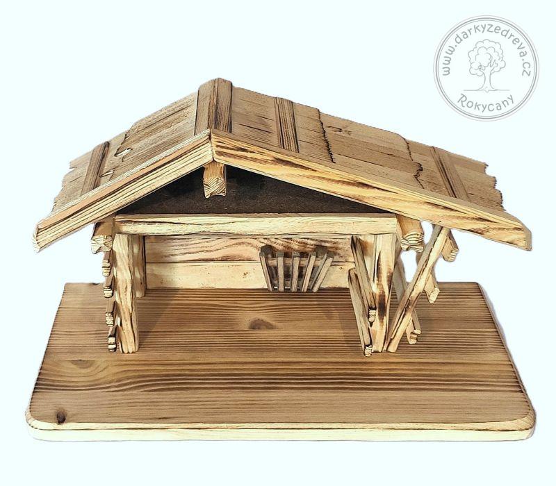 Dřevěný Betlém - Salaš 40 x 20 x 23 cm opalovaný povrch