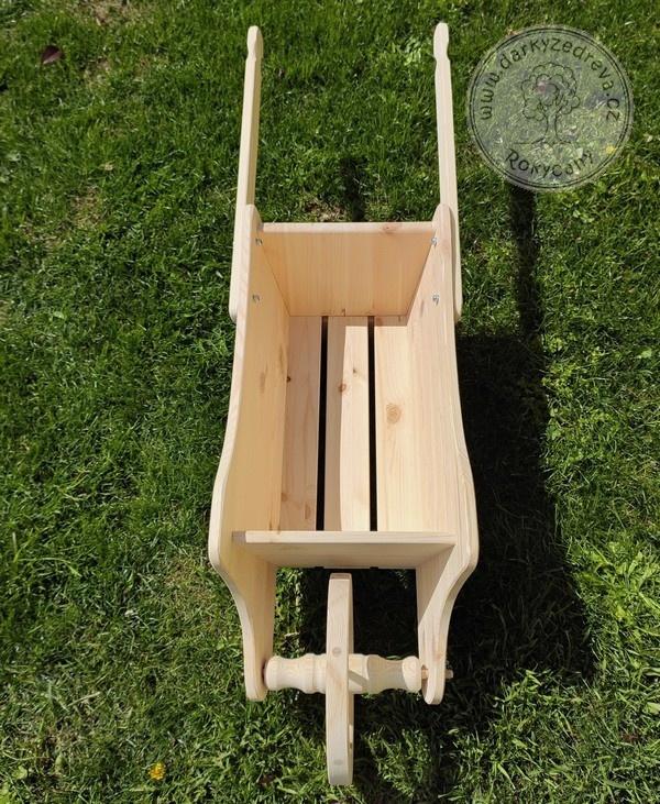 Trakař s korbou dřevěný 120 x 35 x 31 cm typ 120 XL přírodní