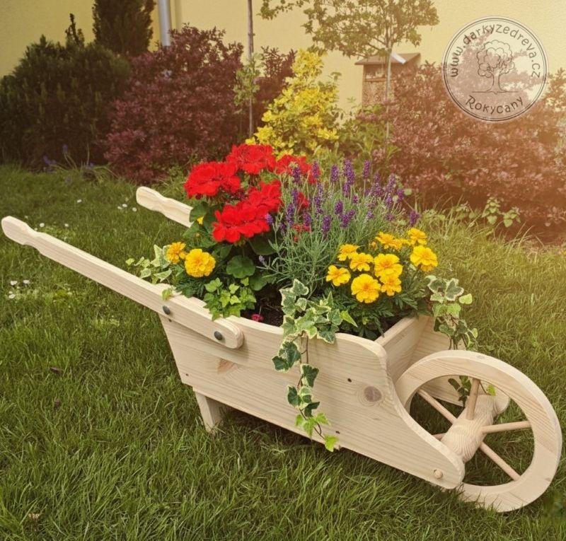 Trakař s korbou dřevěný 95 x 34 x 36 cm typ 95 L přírodní