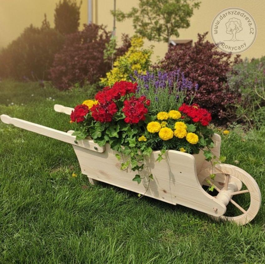 Trakař s korbou dřevěný 120 x 35 x 31 cm typ 120 XL přírodní