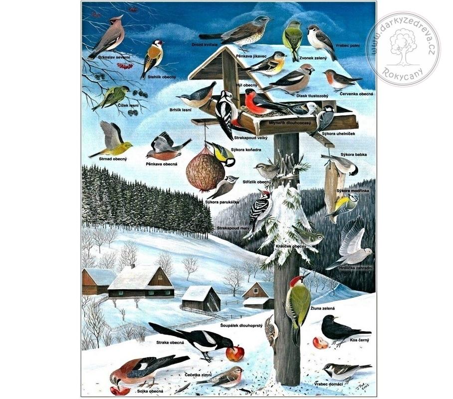 Ptačí krmítko dřevěné - srub velký šestihran 50 x 44 x 32 cm červená střecha