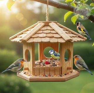 Krmítko pro ptáky dřevěné 35 x 30 x 23 cm závěsné, lakované