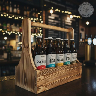 Nosič na pivo dřevěný na 10 lahví opalovaný