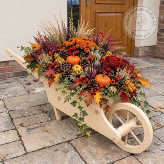 Trakař s korbou dřevěný 95 x 34 x 36 cm typ 95 L přírodní