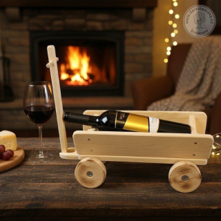 Dřevěný vozík na víno 70 x 21 x 16 cm přírodní